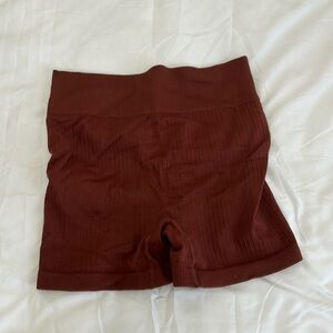 brown pchee bum scrunch shorts